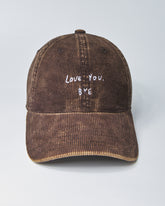 Love You Bye Brown Corduroy Cap