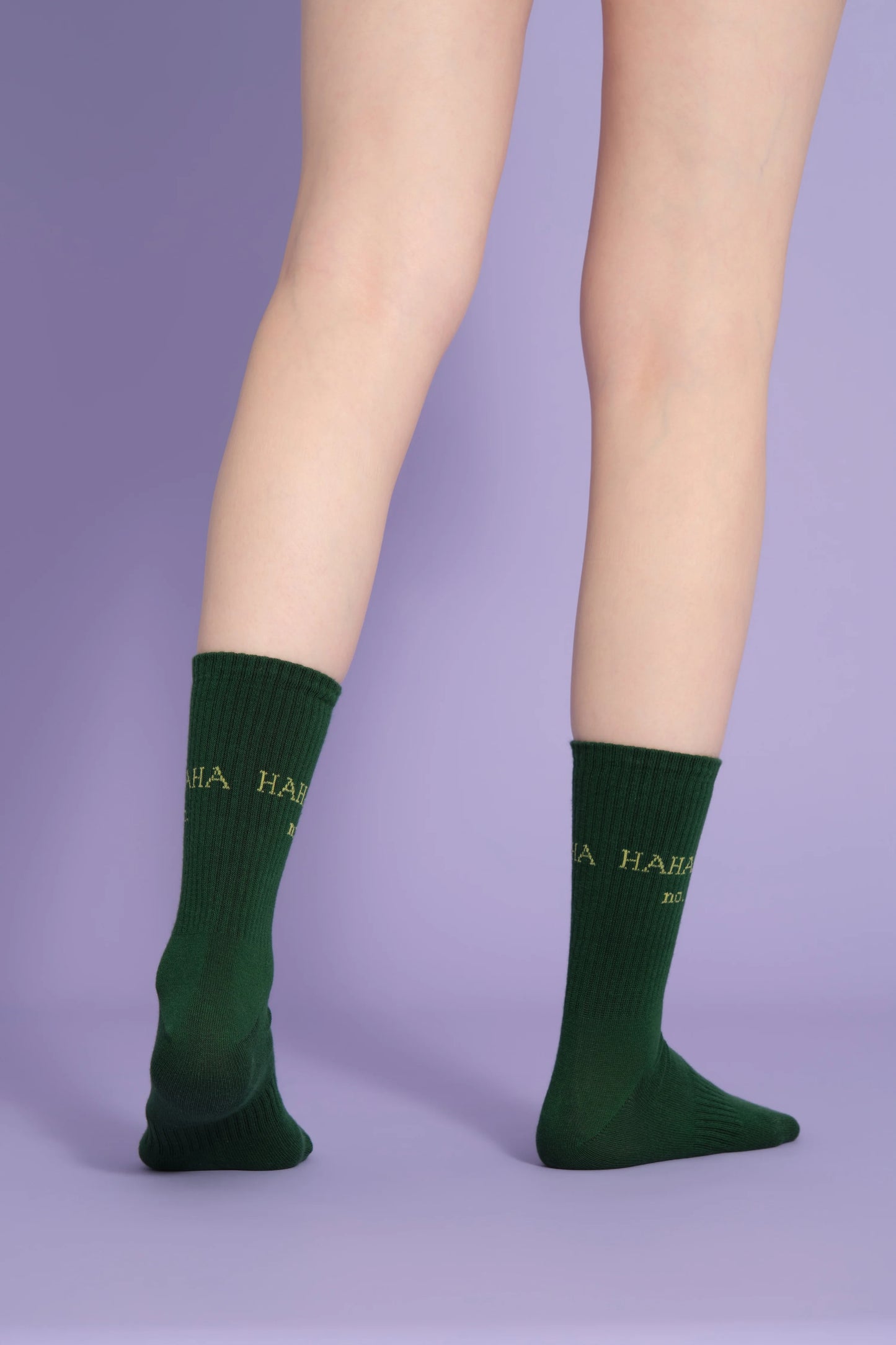 back view of green hahaha no socks