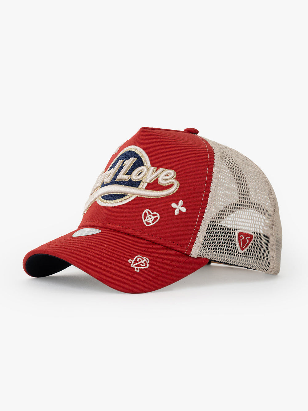 Hard Love Red Trucker Cap front view