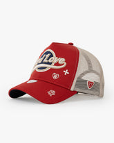 Hard Love Red Trucker Cap front view