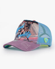 Frida Pink & Blue Trucker Cap front view