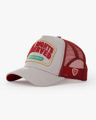 Side view of All Rights Reserved Gray Trucker Hat