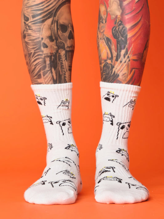 white socks with animal prints