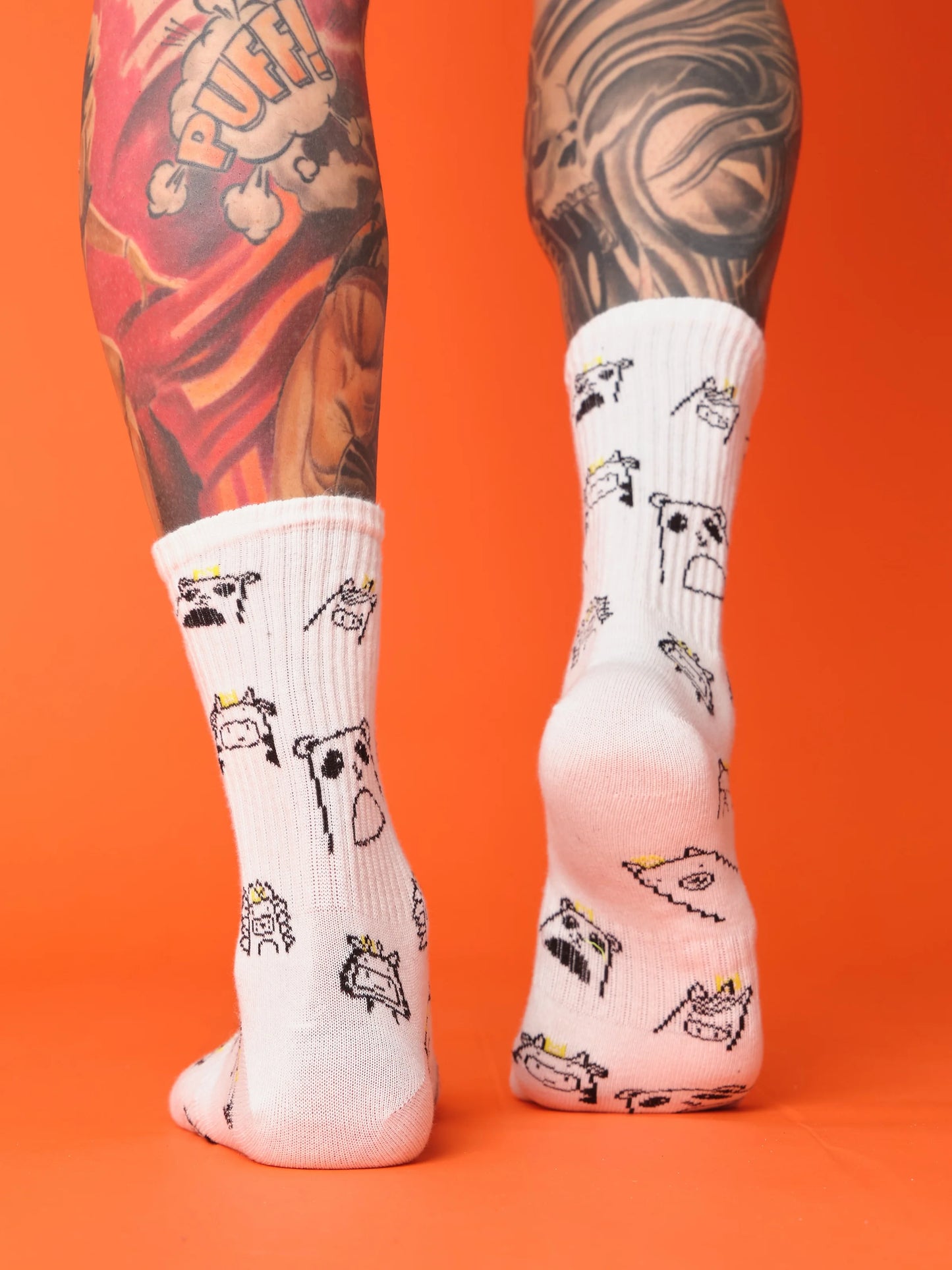 back view of animal socks