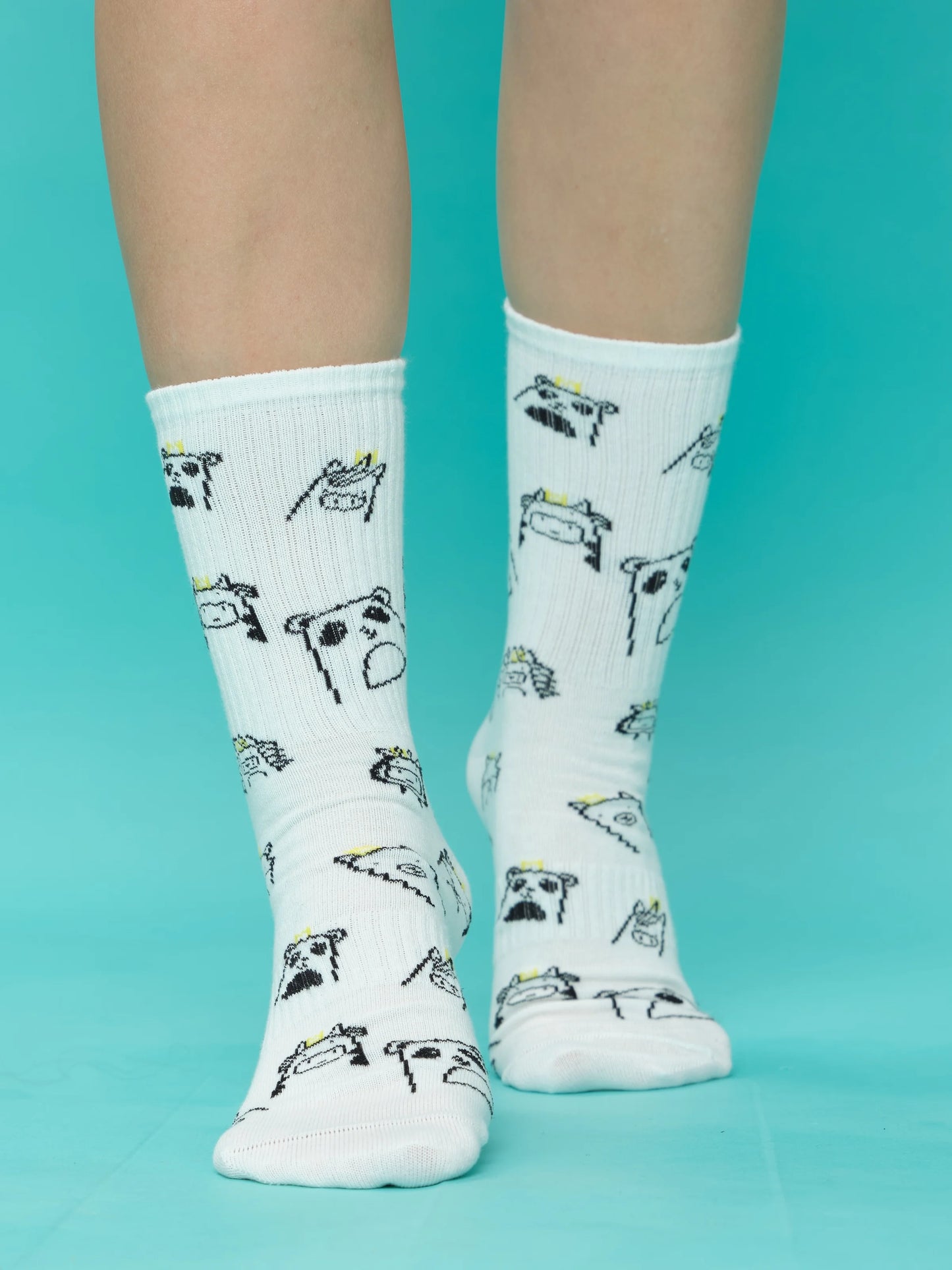 front view of animal socks