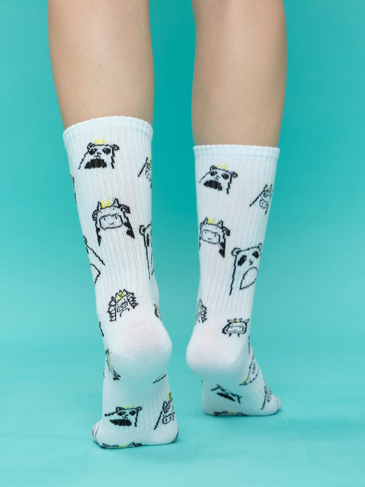 back view of animal socks