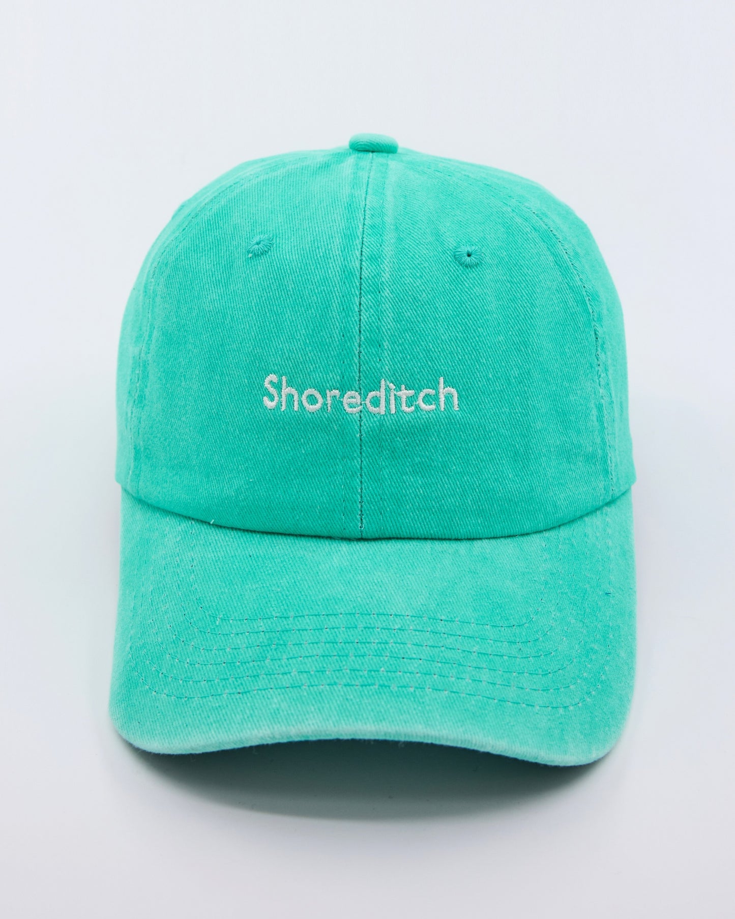 front view of Shoreditch Aqua Blue Washed Cap