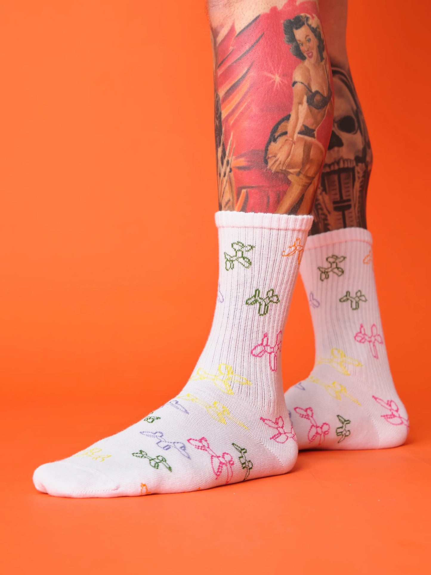 side view of balloon dog socks
