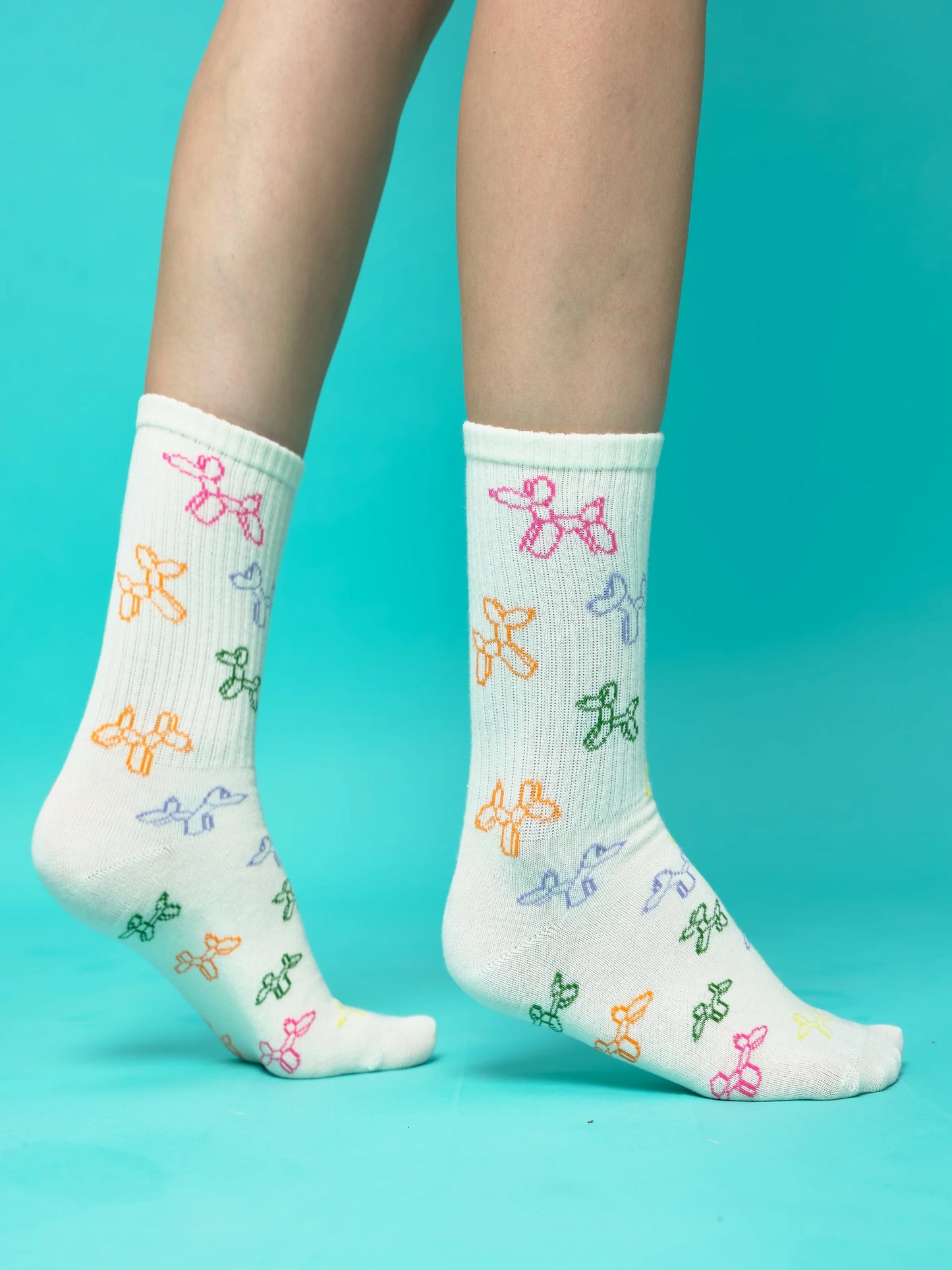 side view of balloon dog socks