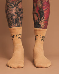 Front view of Cute But Psycho Beige Socks