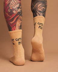 Back view of Cute But Psycho Beige Socks