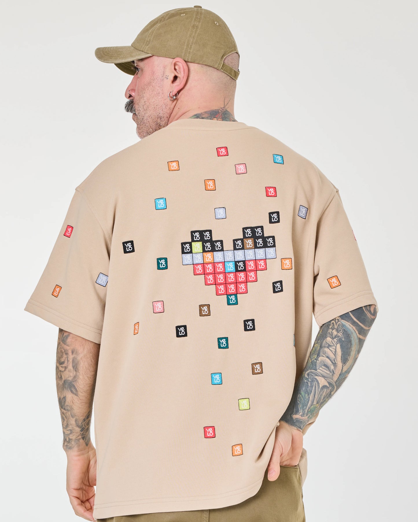 back view of Love Pixel Beige Tee
