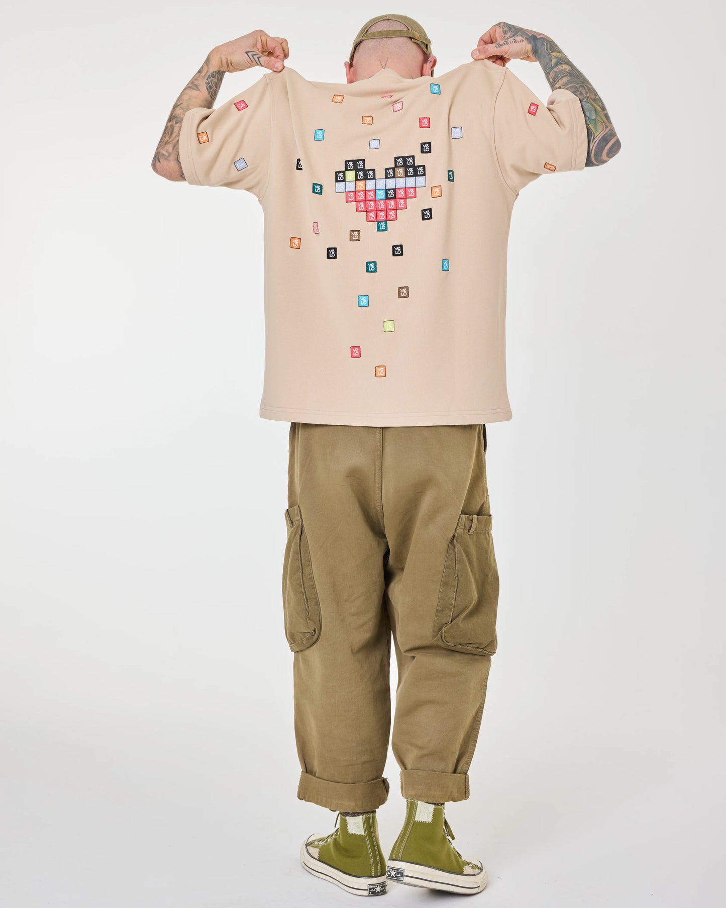 back view of Love Pixel Beige Tee