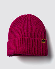 Berry Pink Lux Beanie on a light gray background