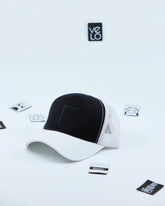 Side view of Black and White Customisable Trucker Cap