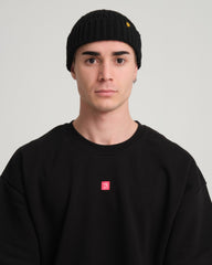 front view of a man wearing Black Fisherman Beanie