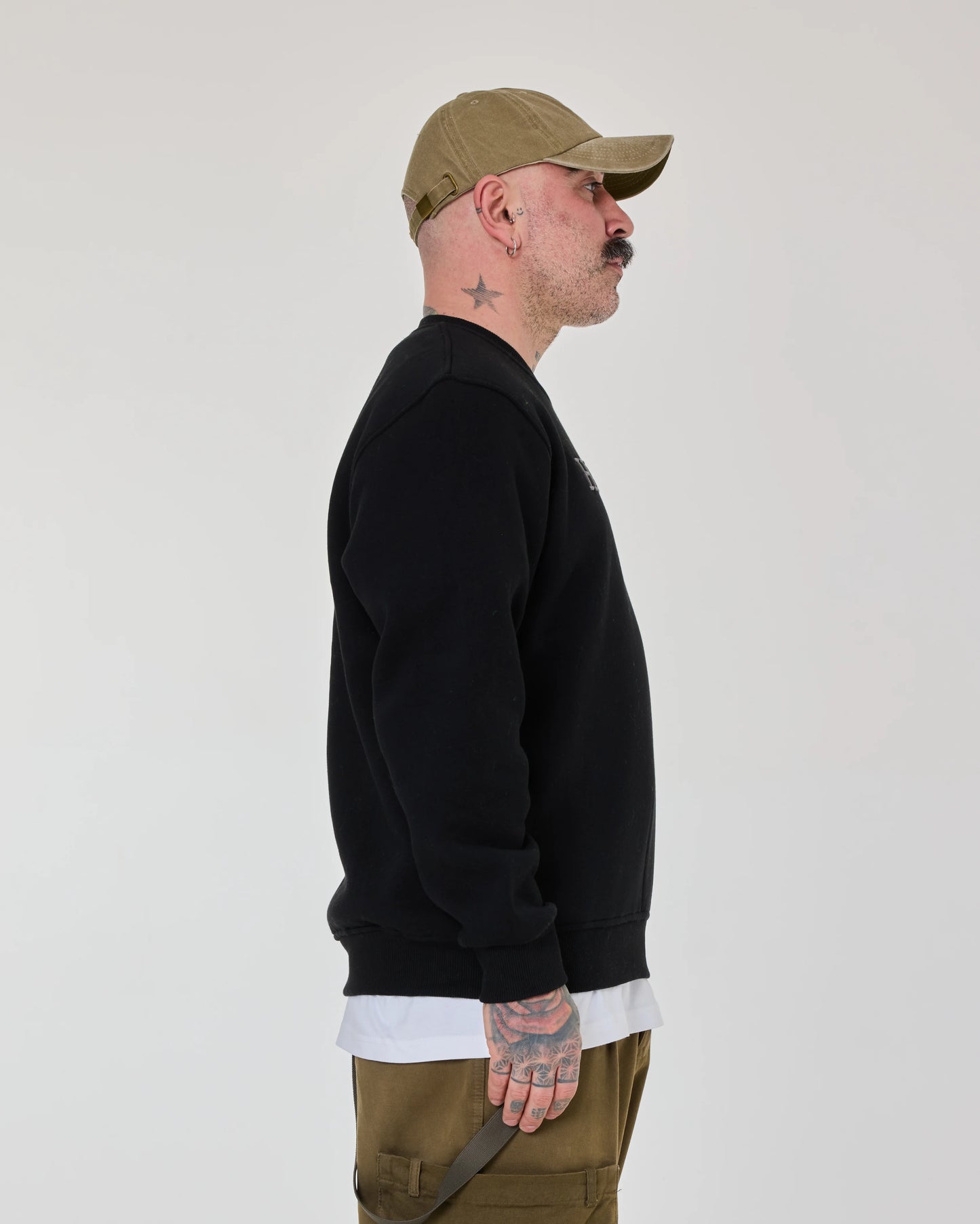 side view of Hahaha No Black Sweat