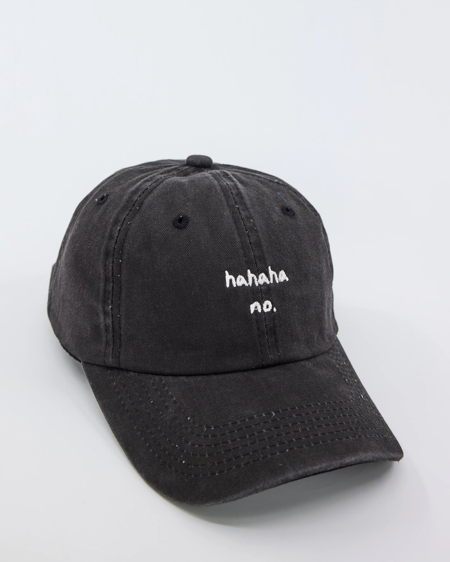 Black Hahaha No Washed Cap Hat