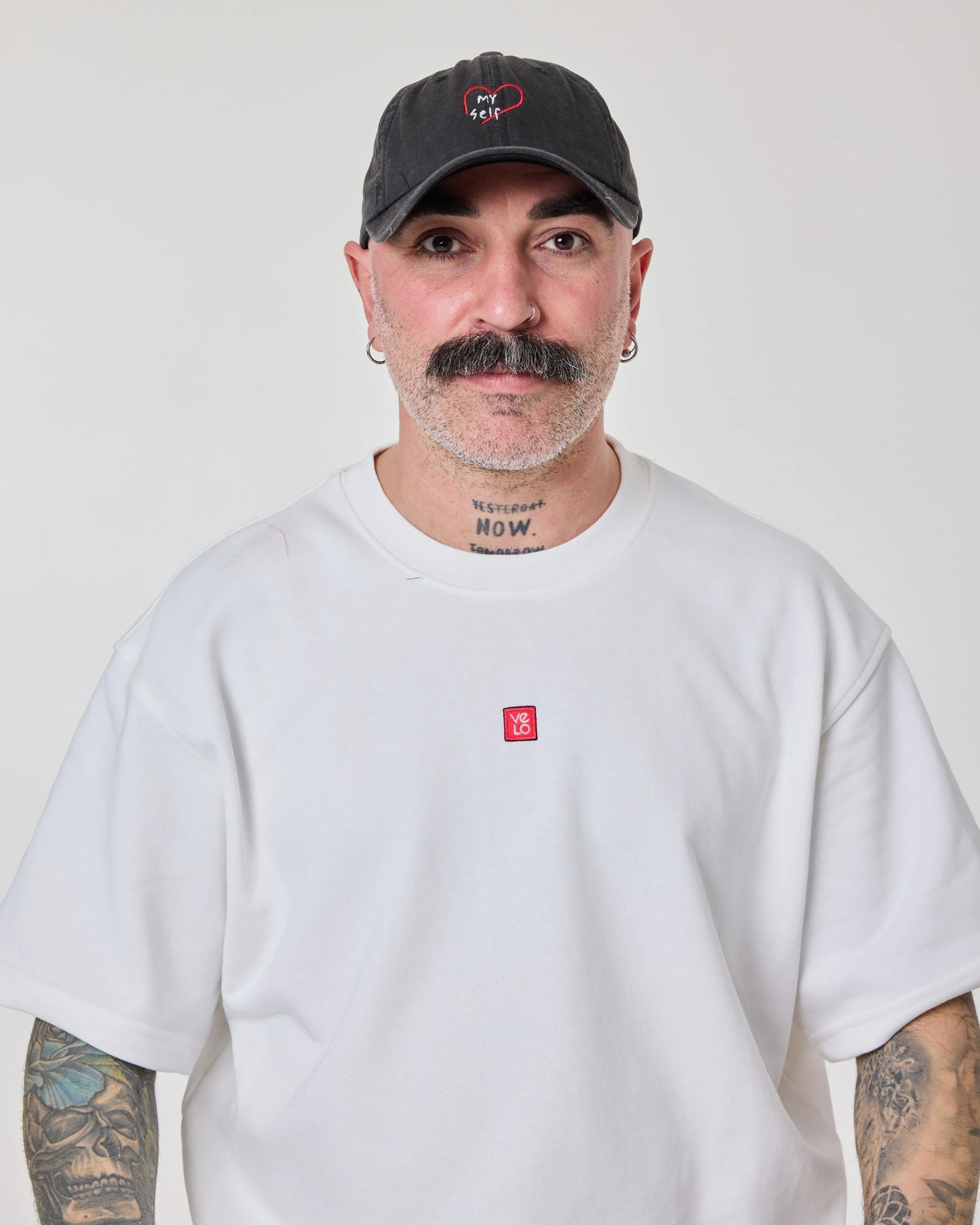 man wearing Love Myself Black Washed Cap