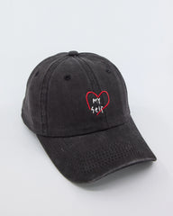 side view of Love Myself Black Washed Cap