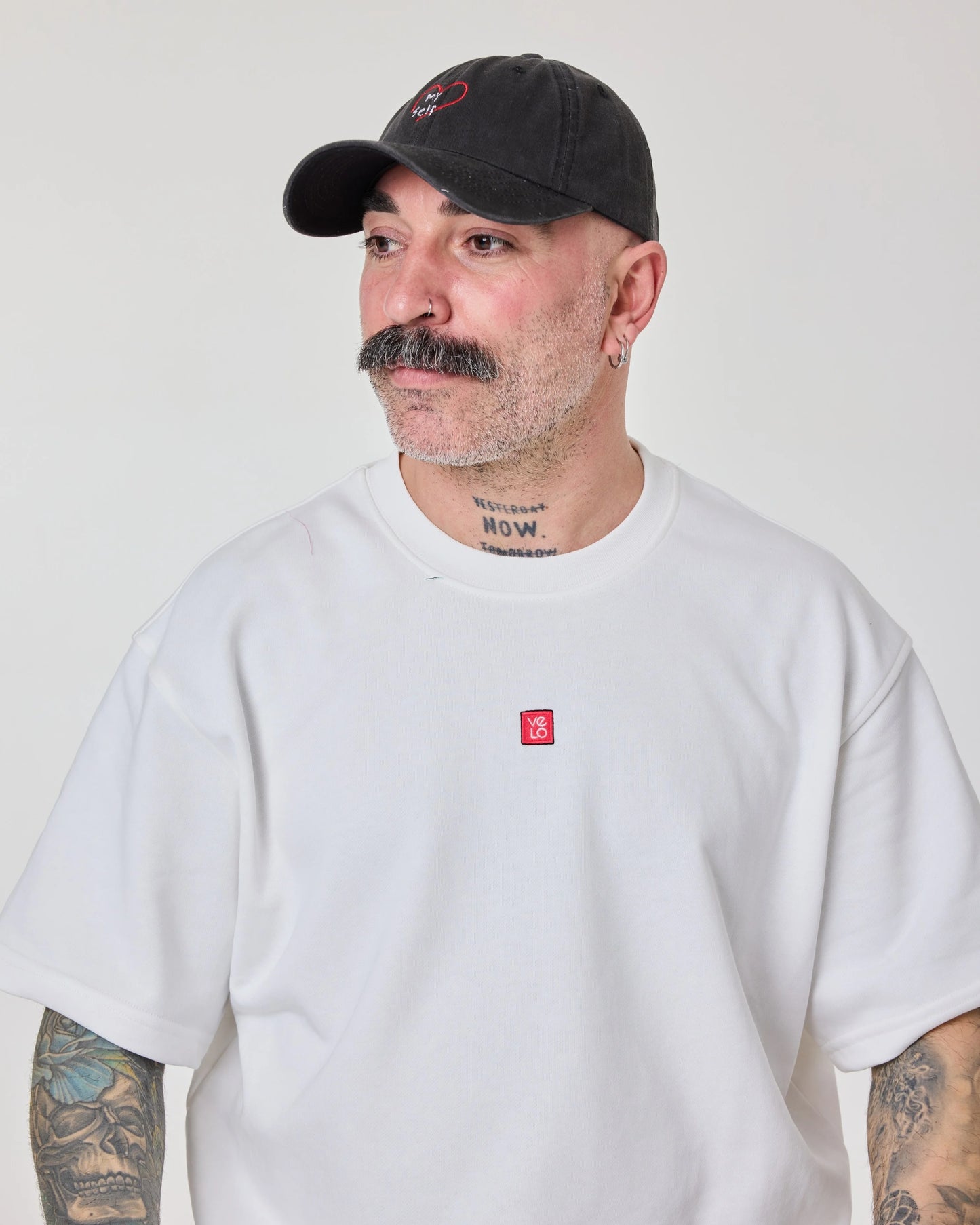 man wearing Love Myself Black Washed Cap Hat