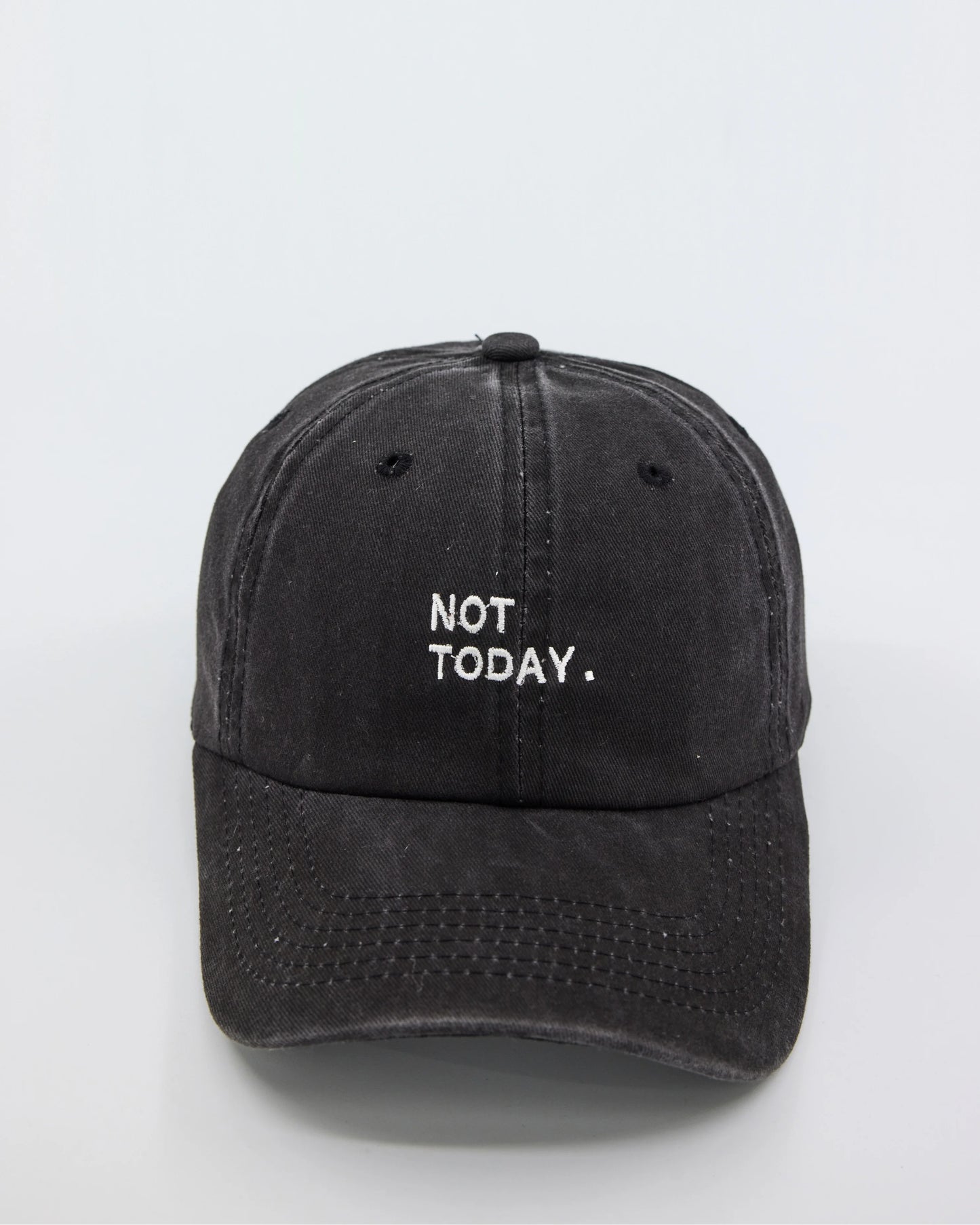 front view of Not Today Black Washed Cap