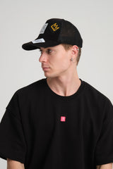 Black Trucker Cap With Free Patch