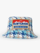 Front view of Born In Earth Blue Bucket Hat