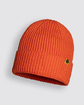 Front view of Bright Orange Lux Beanie