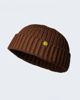 brown fisherman beanie on a white background