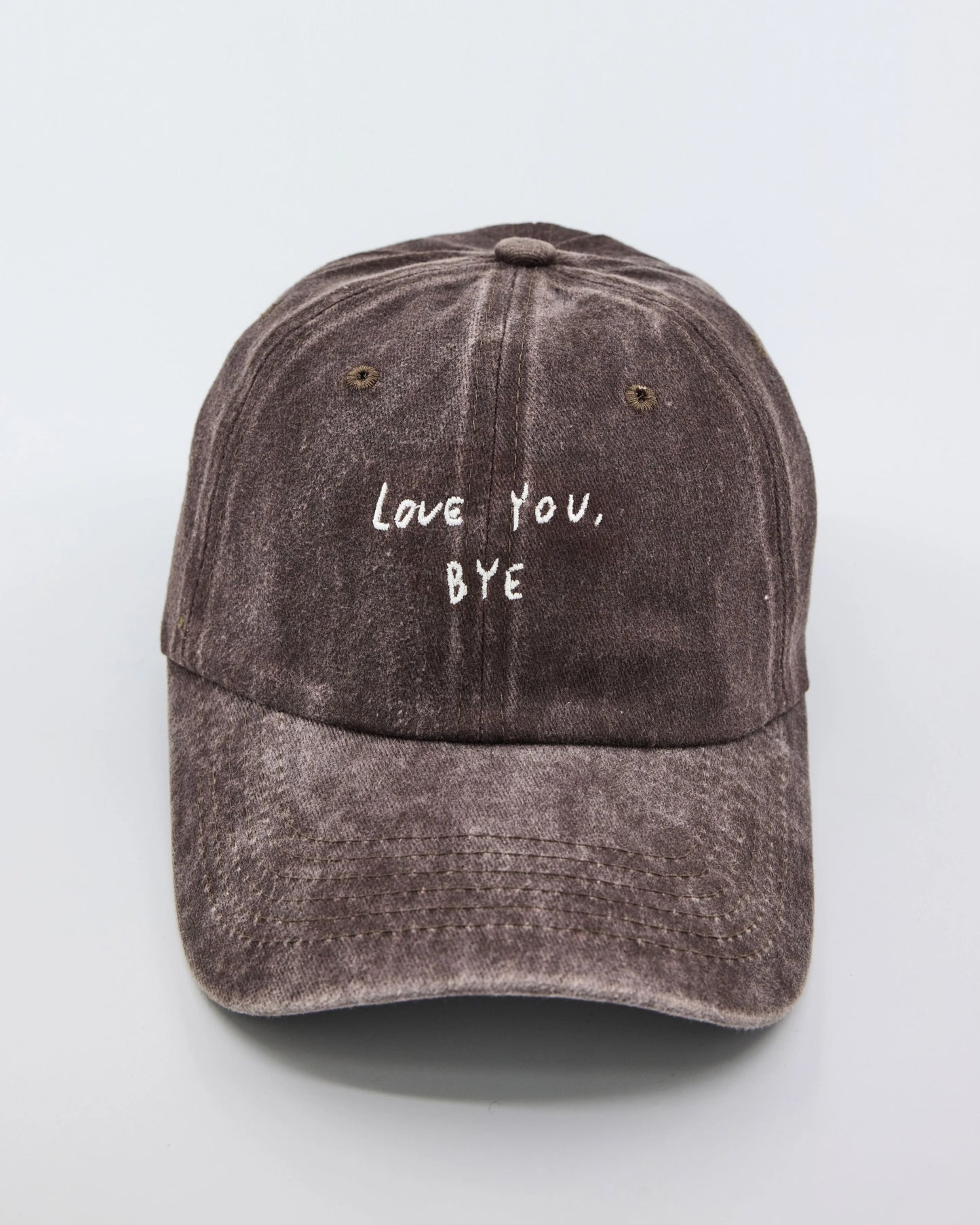 front view of Love You Bye Brown Washed Cap