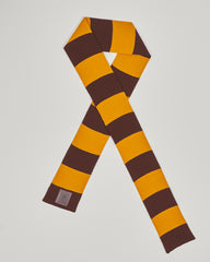 Brown & Amber unisex acrylic scarf flat lay in deep brown and golden amber