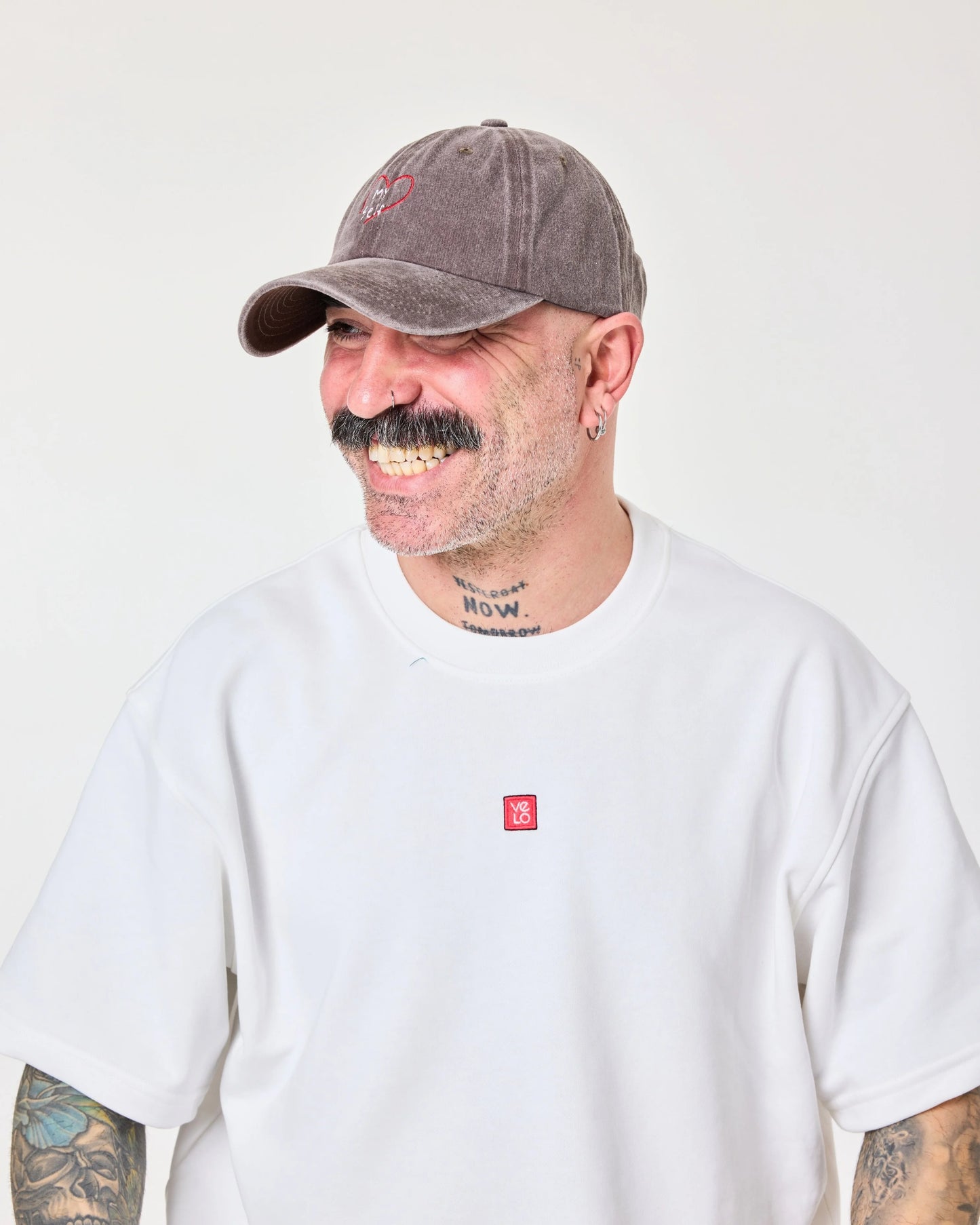 man wearing Love Myself Brown Washed Cap Hat