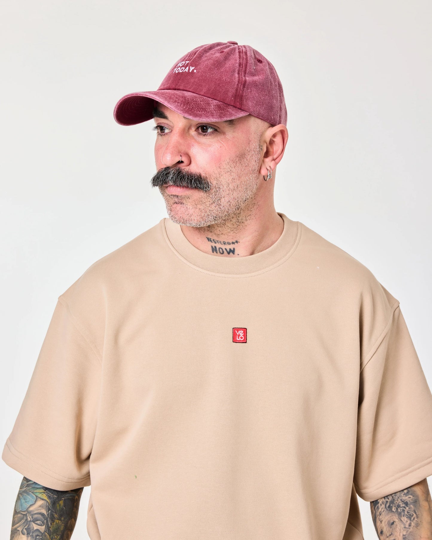 man wearing Not Today Burgundy Washed Cap Hat