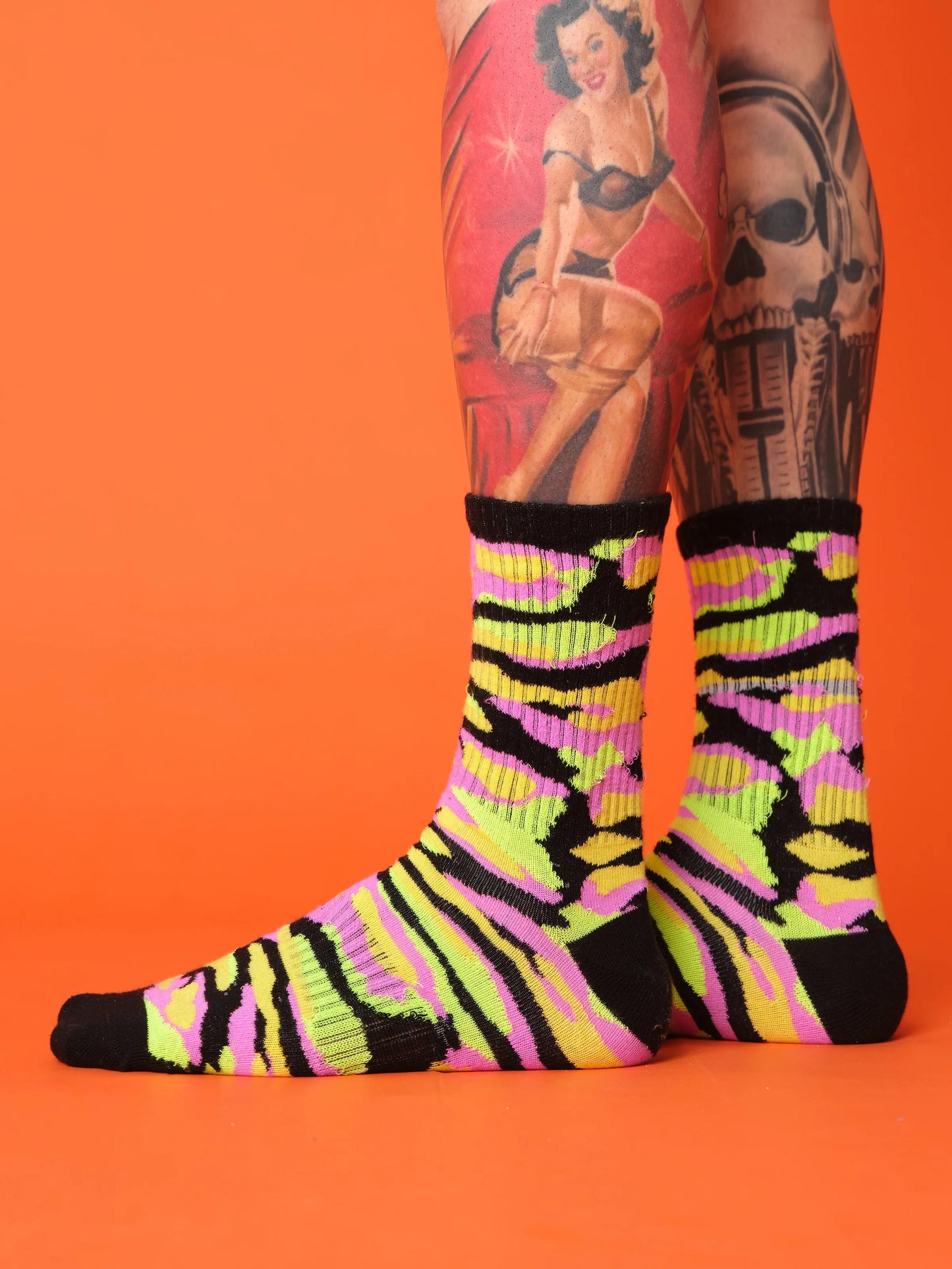 side view of camouflage socks