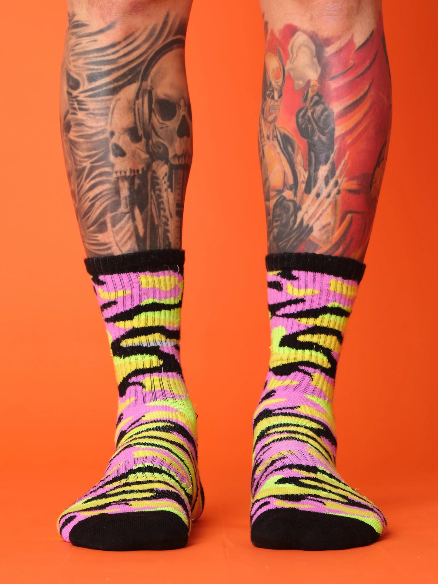 front view of camouflage socks