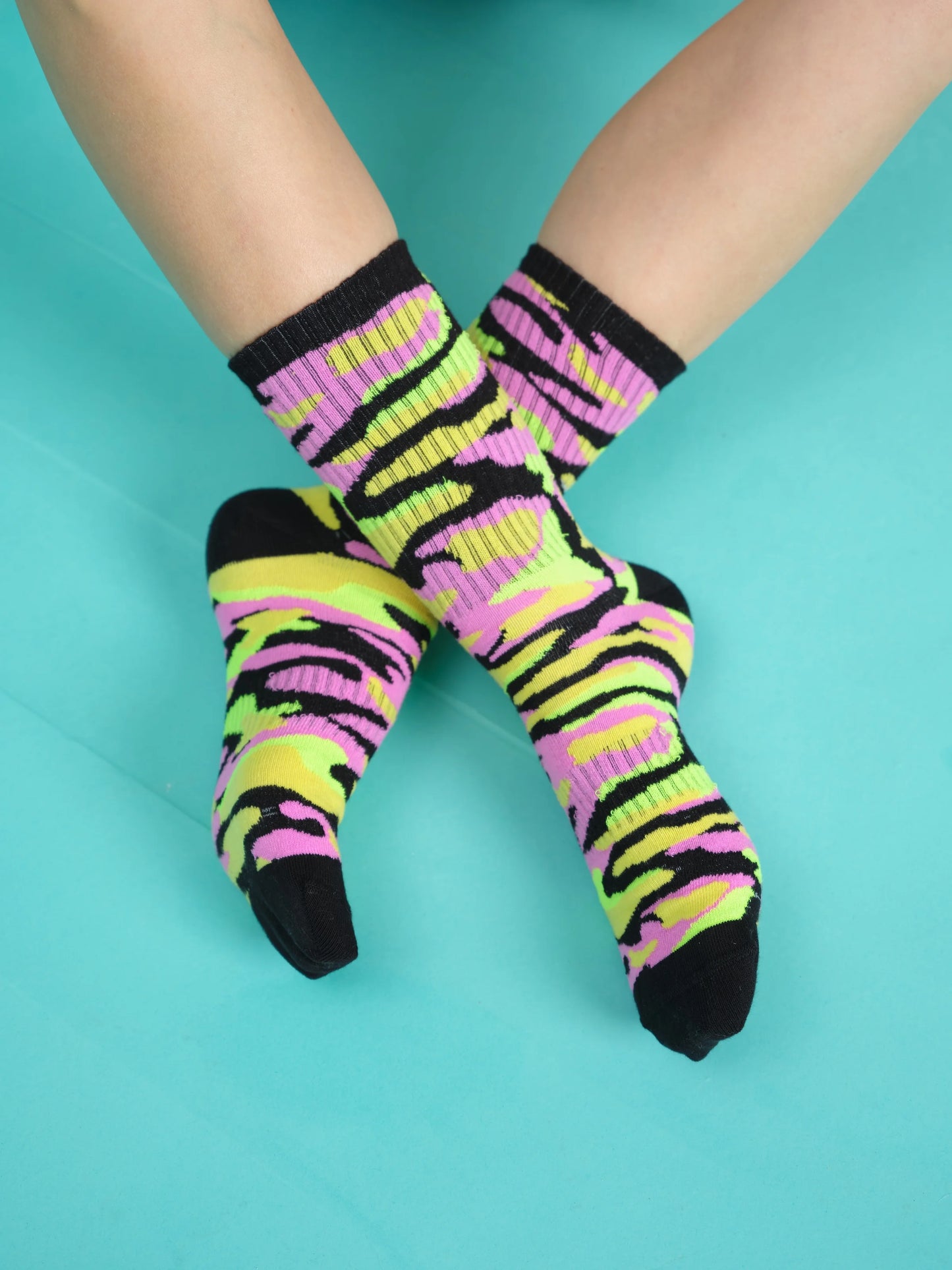 front view of camouflage socks