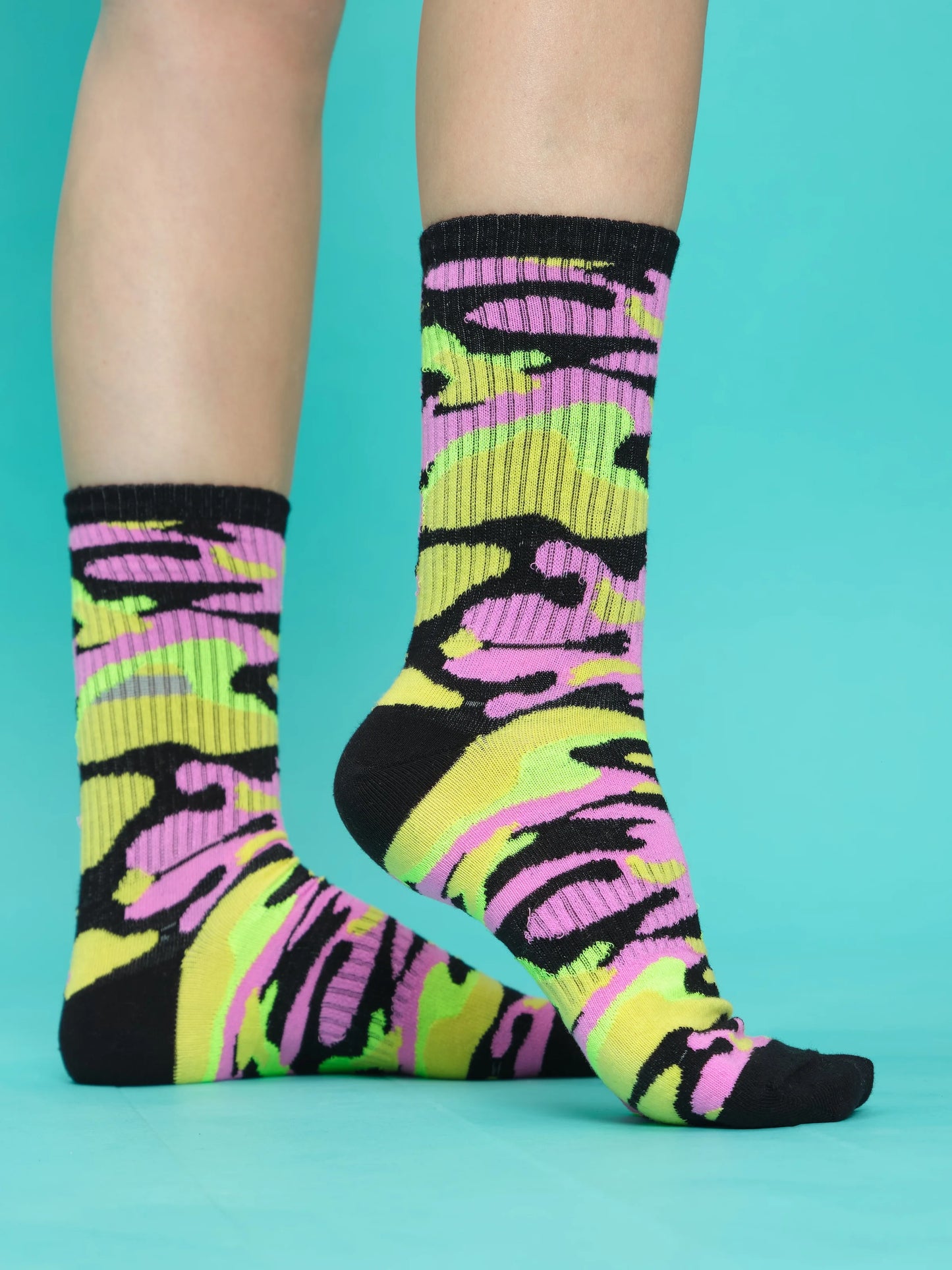 side view of camouflage socks