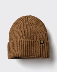 Caramel Brown Lux Beanie on a light gray background