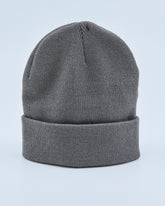 Gray beanie on a light blue background