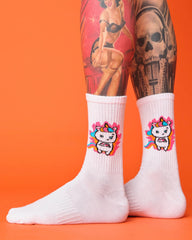 side view of colourful unicorn white socks