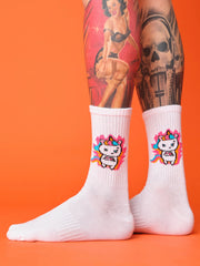 side view of colourful unicorn white socks
