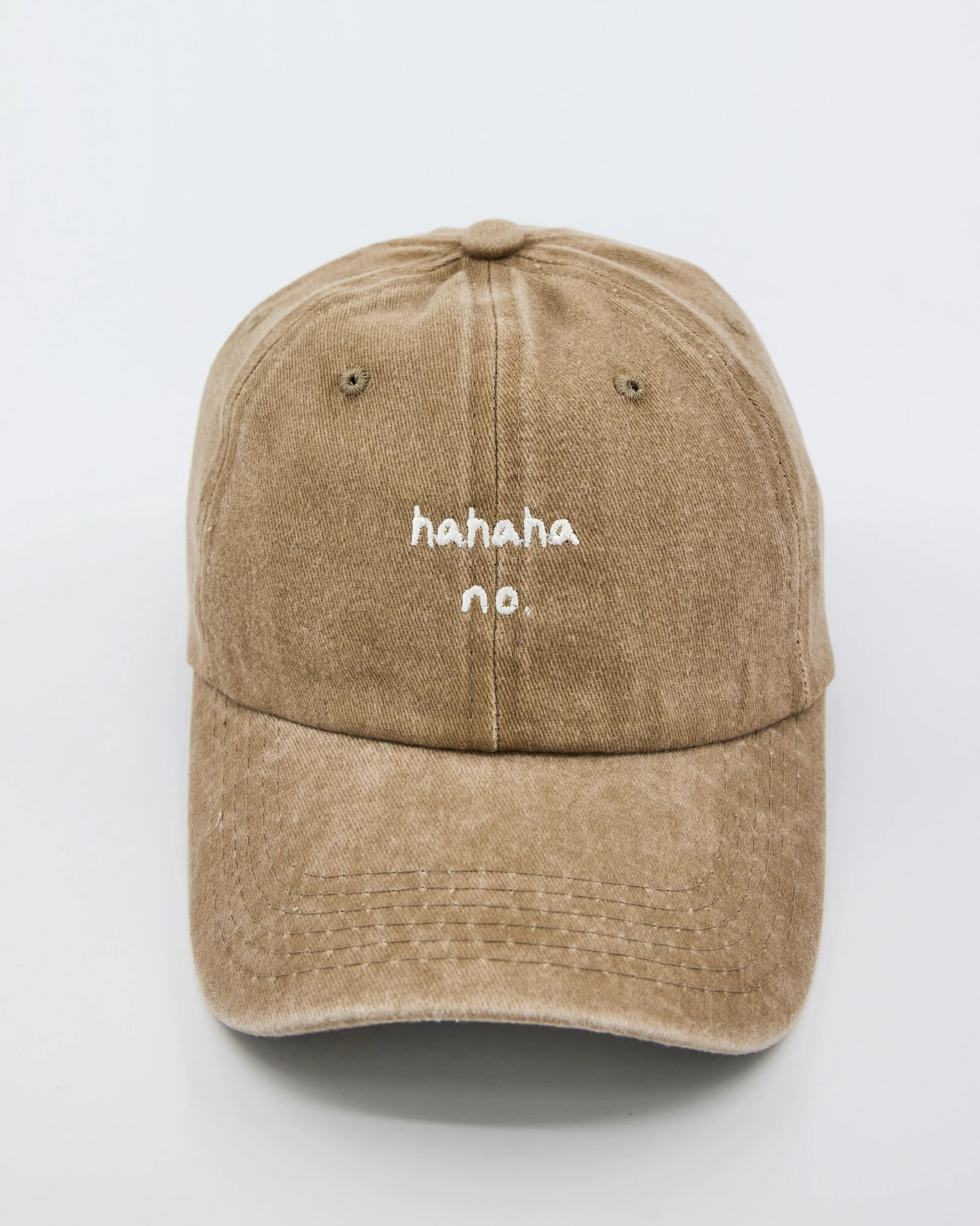 front view of Hahaha No Cream Washed Cap