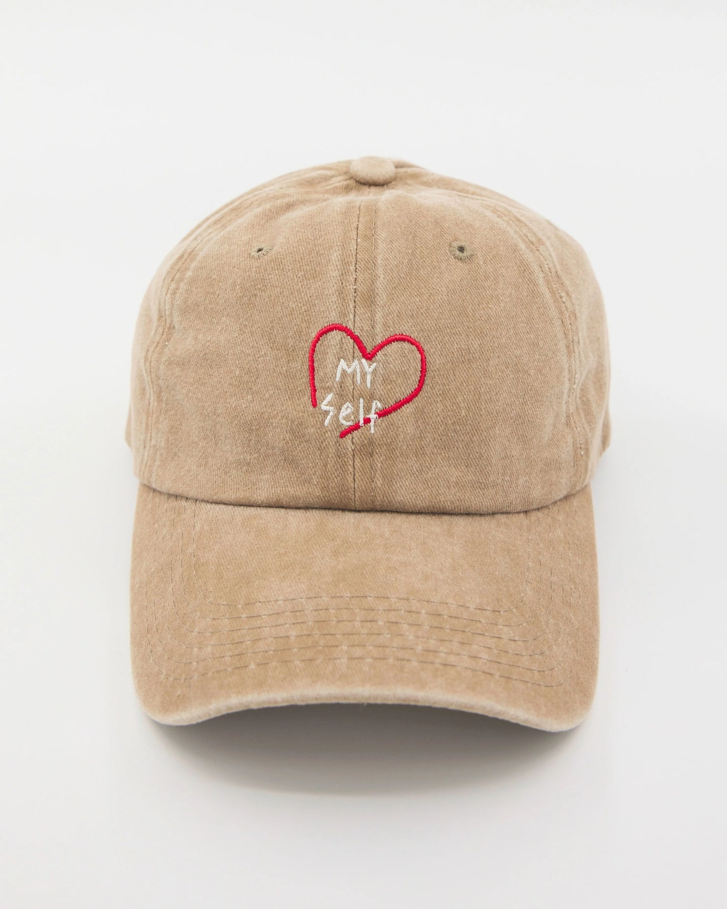 Love Myself Cream Washed Cap