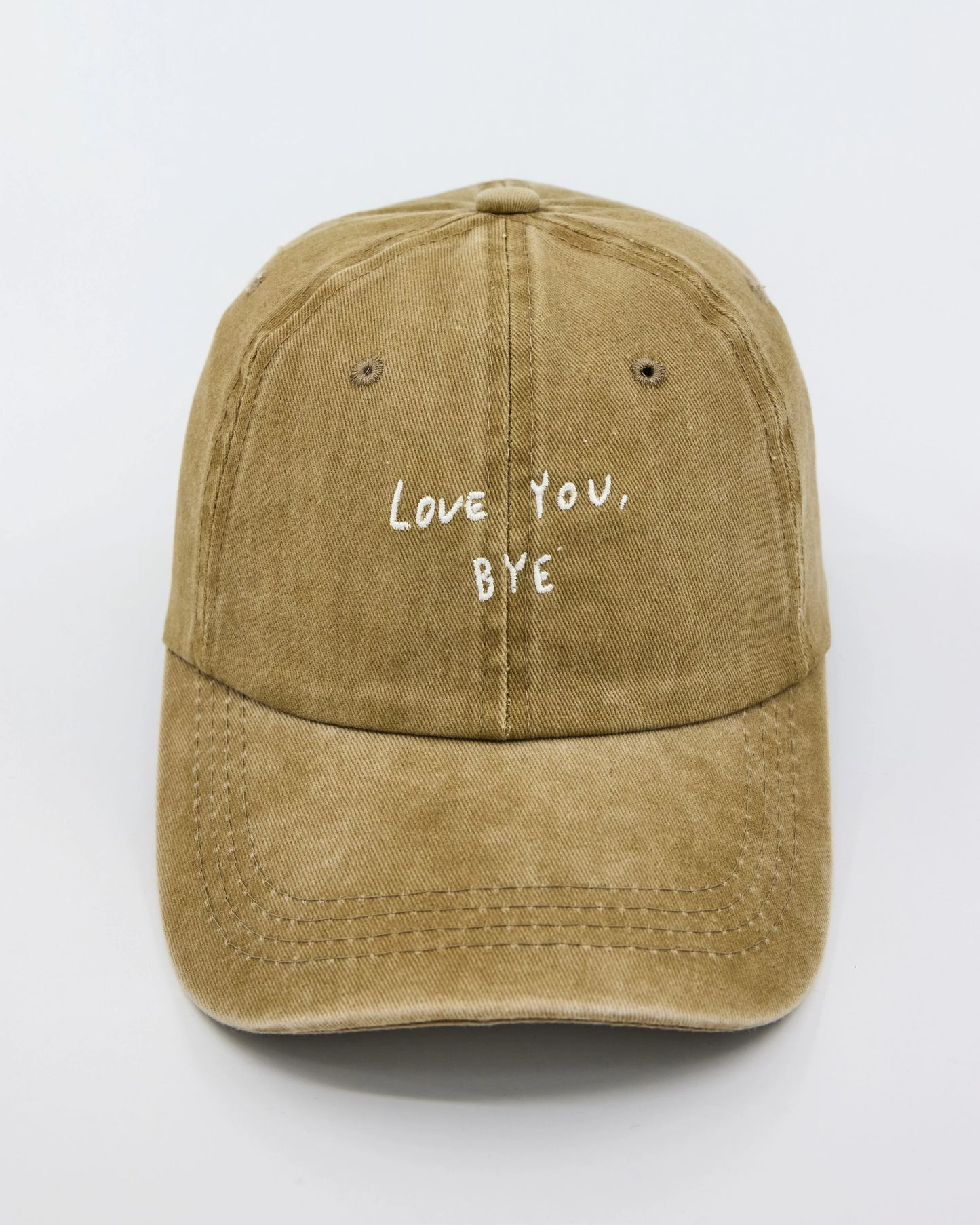 front view of Love You Bye Cream Washed Cap
