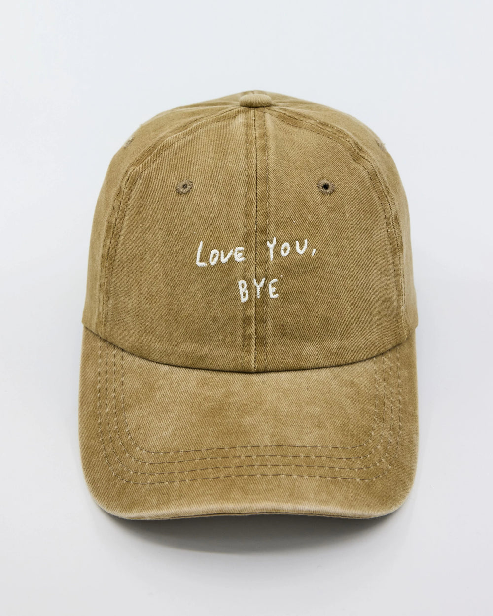 front view of Love You Bye Cream Washed Cap