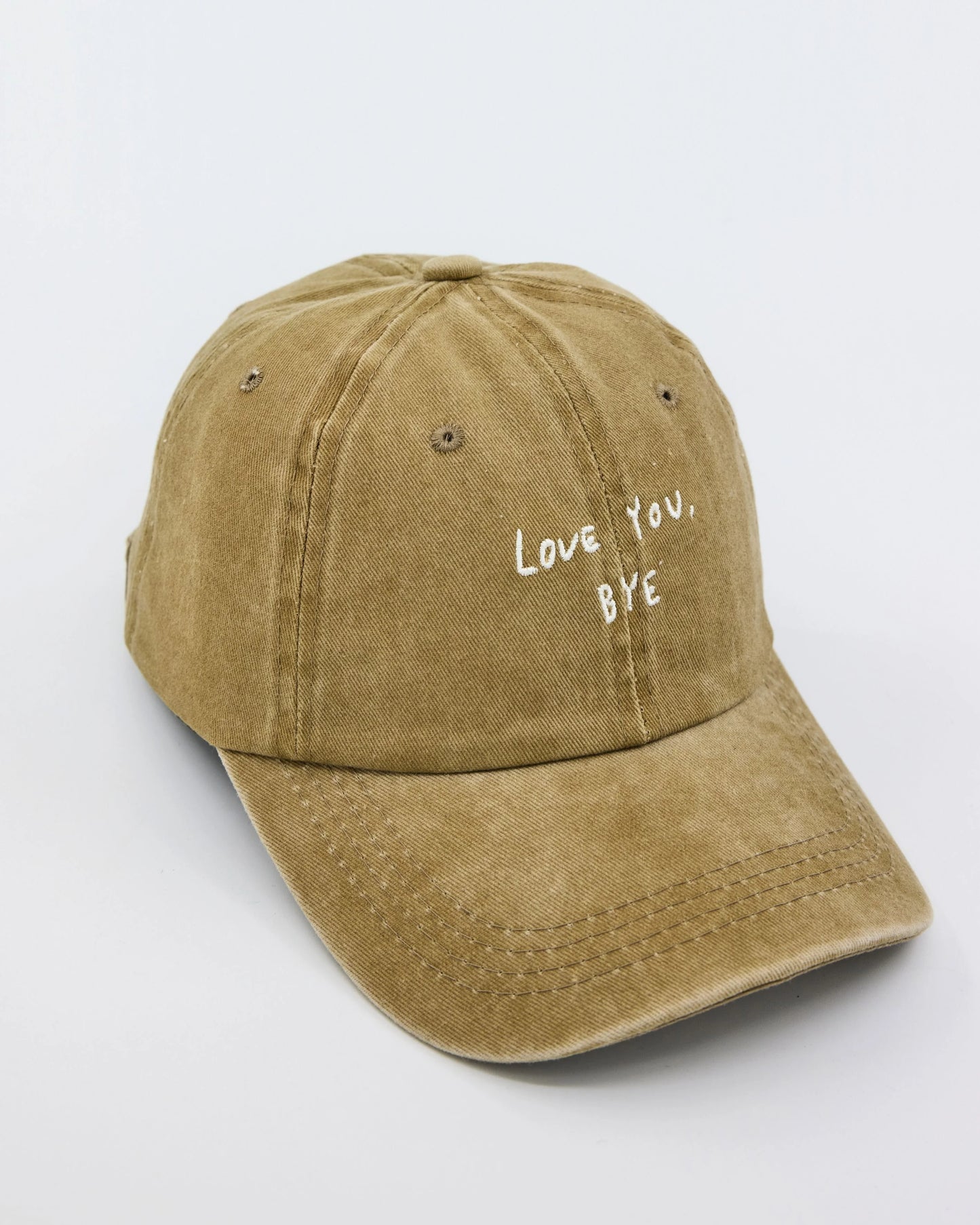side view of Love You Bye Cream Washed Cap