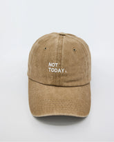 front view of Not Today Cream Washed Cap