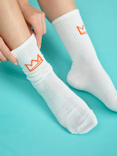 front view of crown white socks