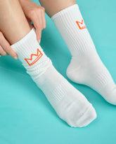 front view of crown white socks
